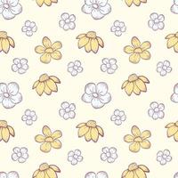 Hand drawn sketch flower seamless pattern. line art flower background. vector