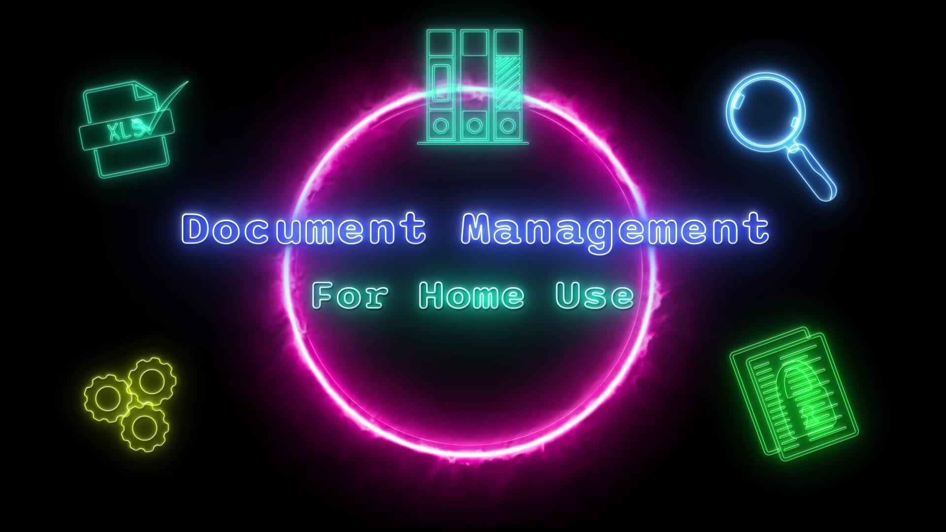 Document management for home use Neon greenblue Fluorescent Text