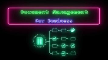 document management for business Neon green-purple Fluorescent Text Animation pink frame on black background video