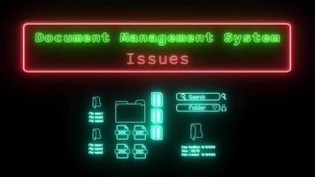 document management system issues Neon red-green Fluorescent Text Animation red frame on black background video