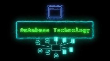 base de données La technologie néon vert fluorescent texte animation bleu Cadre sur noir Contexte video