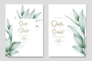 watercolor eucalyptus wedding invitation card vector