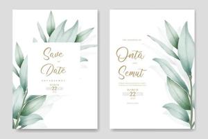 acuarela eucalipto Boda invitación tarjeta vector