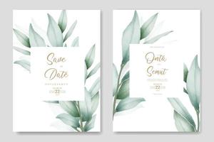 watercolor eucalyptus wedding invitation card vector