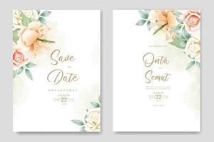 watercolor Hibiscus wedding invitation card template vector