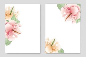 watercolor Hibiscus wedding invitation card template vector