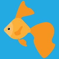 A golden fish, a side view for golden fish, fish in the sea, smiling, orange and blue, fish illustration vector, cartoon style drawing, suitable for educational material vector