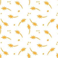 Vector simple abstract seamless pattern with yellow stars isolated on white