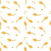 Vector simple abstract seamless pattern with yellow stars isolated on white