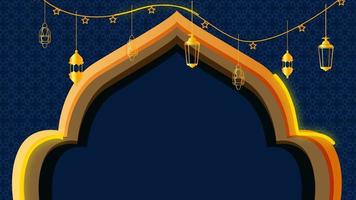 animato oro lanterna e raggiante decorazione su un' buio sfondo. animato islamico sfondi. animato eid. Ramadan animazioni d'oro arte mandala looping, Ramadan mubarak sfondo 4k risoluzione video