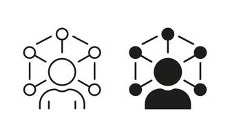 Ability Silhouette and Line Icon Set. Job Employee Training. Talent Social Skills Pictogram. Capability Increase Expertise Icon. Efficiency Management. Editable Stroke. Isolated Vector Illustration.