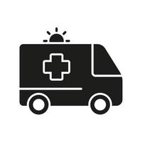 Ambulance Silhouette Icon. Paramedic's Transport for First Aid Service Symbol. Emergency Car Glyph Pictogram. Urgent Medical Help Icon. Patient Transportation. Isolated Vector Illustration.