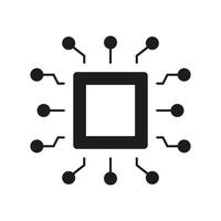 Central Processing Unit Silhouette Icon. Micro Chip Board, Digital Technology, Artificial intelligence Glyph Pictogram. CPU Solid Sign. Electronic Circuit Symbol. Isolated Vector Illustration.