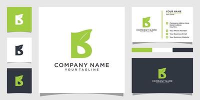 Initial letter B with leaf luxury logo. Green leaf logo template vector design.