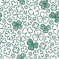 Seamless pattern of hand drawn clover doodle on transparent background vector