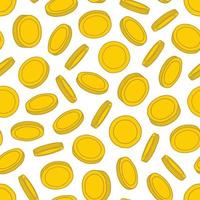 Gold coins seamless pattern on transparent background vector