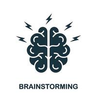 Human Brain with Lightning, Brainstorming Concept Silhouette Icon. Brainstorm Glyph Pictogram. Think about Creative Idea Solid Sign. Intellectual Process Symbol. Isolated Vector Illustration.