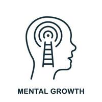 Mental Growth Line Icon. Human Head with Ladder Linear Pictogram. Psychology Therapy Outline Sign. Intellectual Process Development Symbol Concept. Editable Stroke. Isolated Vector Illustration.