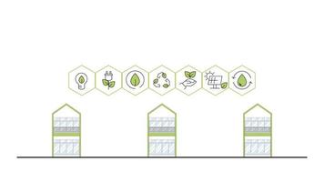 arquitectura eco sostenible ambiente concepto. hogar con ecología, sostenibilidad, ambientalmente, naturaleza contorno y verde color, vector. arquitectura para web bandera, ilustración, web sitio. vector