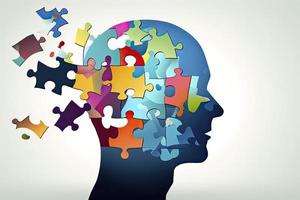 ADHD, attention deficit hyperactivity disorder, mental health, head with puzzle pieces photo