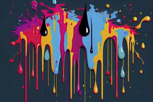 graffiti, dripping paint, spray paint, many colors watercolor photo