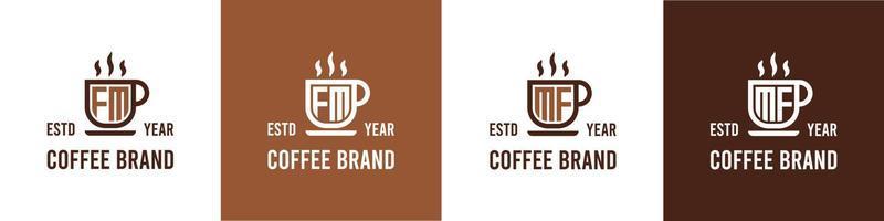 Letter FM and MF Coffee Logo, suitable for any business related to Coffee, Tea, or Other with FM or MF initials. vector