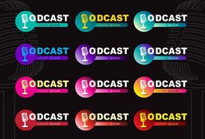 Microphone on Gradient background, broadcasting or podcasting logo set vector