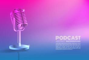 Microphone on Gradient background, broadcasting or podcasting banner vector