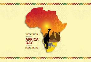 Africa Day Background Concept Vector of African Tribal Figures with continent. Graphic Design Illustration.