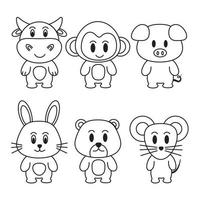 icon outline set, animal collection. Paint. Isolate the background. vector