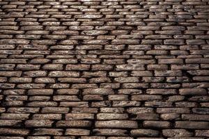 view on wet cobblestone pavement at morning in Odesa photo