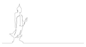 buddha standing meditating in continuous line drawing vector