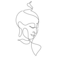 buddha face portrait line art decoration vector