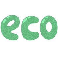 moderno eco letras con hojas. el concepto de ecología, cero residuos y sostenibilidad. de colores plano ilustración aislado en blanco vector