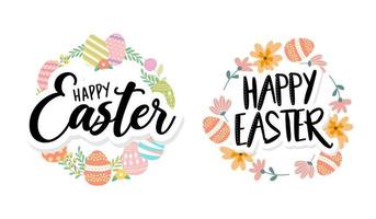 Happy Easter Frame Vector Illustration Set