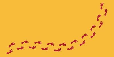 Female's red footprint isolated on yellow background. Newly married woman's red footprint vector illustration.