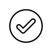 Approved, checked tick in circle icon in line style design isolated on white background. Valid seal, verified badge symbol. Editable stroke. vector