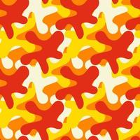 Abstract seamless pattern with various elements in the form of paint blots. Chaotic vector texture with ink shapes. Printing on textiles and paper. Background masking red and orange