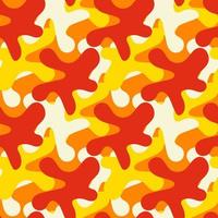 Abstract seamless pattern with various elements in the form of paint blots. Chaotic vector texture with ink shapes. Printing on textiles and paper. Background masking red and orange