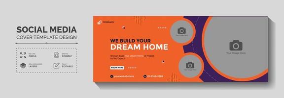 Real estate social media header or house property sale banner template vector