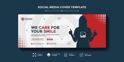 Dentist and dental social media banner or Medical healthcare social media cover template vector