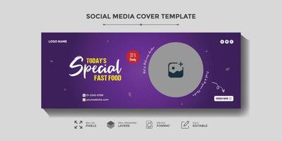 Today's special delicious food menu social media cover or web banner template vector