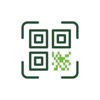 qr código escáner línea icono. escanear Código QR color lineal pictograma. tecnología solicitud para identificación producto contorno símbolo. información etiqueta. aislado vector ilustración.