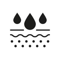 Moisture Skin Glyph Sign. Anti Dry Skincare. Moisturizing Face and Body Skin Pictogram. Skin Layer Absorb Water Drop Silhouette Icon. Isolated Vector Illustration.