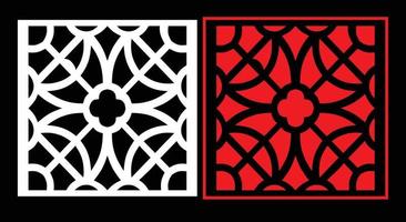 Decorative wall panels set Jali design CNC pattern, laser cutting pattern, router CNCcutting.Jali Laser cut decorative panel set with lace pattern. vector