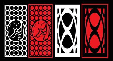 Decorative wall panels set Jali design CNC pattern, laser cutting pattern, router CNCcutting.Jali Laser cut decorative panel set with lace pattern. vector