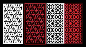 Decorative wall panels set Jali design CNC pattern, laser cutting pattern, router CNCcutting.Jali Laser cut decorative panel set with lace pattern. vector
