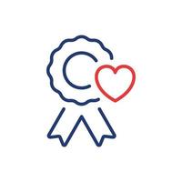 Award for Achievements Line Icon. Charity Concept. Emblem, Reward, Medal with Heart in Donation Linear Pictogram. Trophy in Charity, Outline Icon. Editable Stroke. Isolated Vector Illustration.