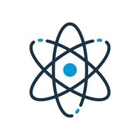 Atom Silhouette Icon. Scientific Atom Symbol. Sign of Education and Science. Structure of Nucleus of Atom. Protons, Neutrons and Electrons Icon. Vector Isolated Illustration.