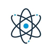 Atom Silhouette Icon. Scientific Atom Symbol. Sign of Education and Science. Structure of Nucleus of Atom. Protons, Neutrons and Electrons Icon. Vector Isolated Illustration.